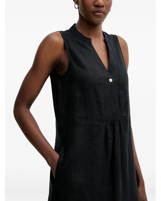 Benetton Black Sleeveless Linen Midi Dress