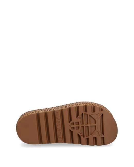 Naked Wolfe Brown Blizzard Raffia Mules