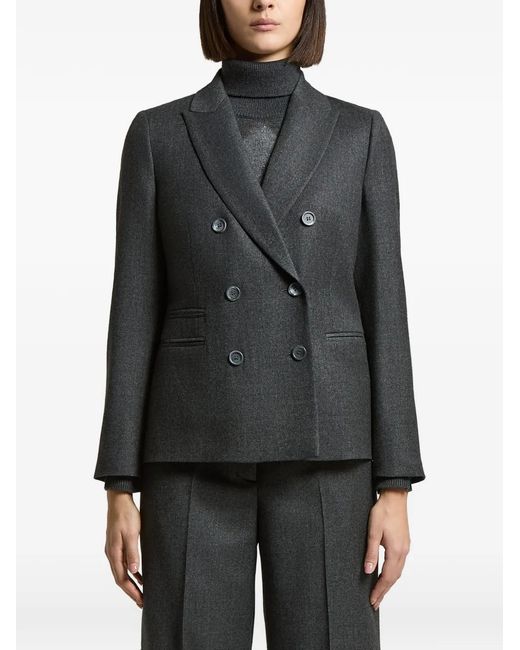 Peserico Black Double-Breasted Peaked-Lapels Jacket