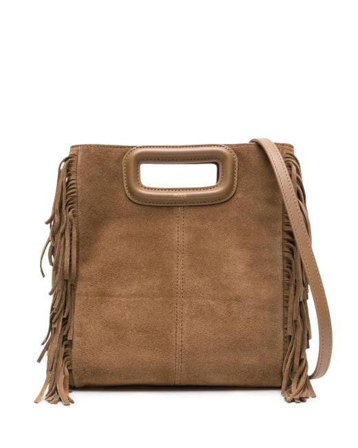 Maje Brown Handtasche Mit Fransen