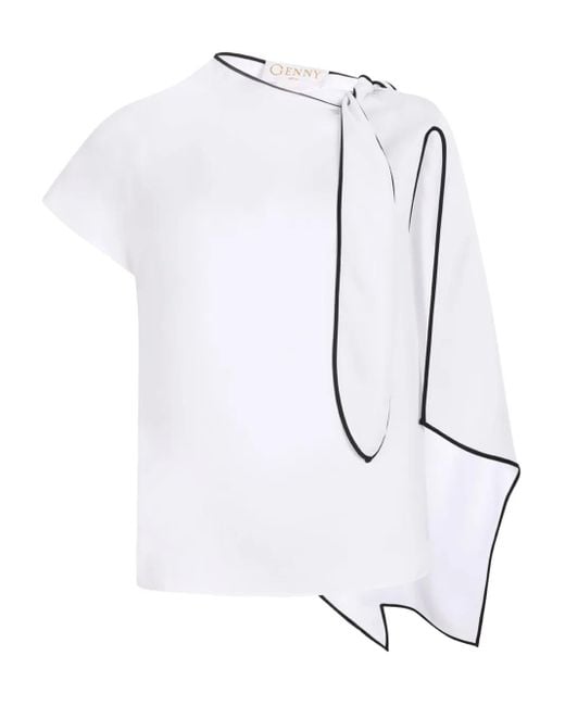 Genny アシンメトリーネック ブラウス White