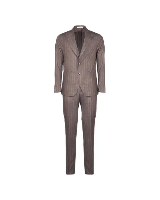 Tagliatore Brown Pinstripe Virgin Wool Suit for men