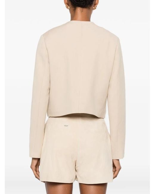 Maje Natural Button-Up Cropped Blazer