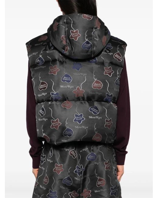MASU Black Falling Balloon Down Vest Jacket for men