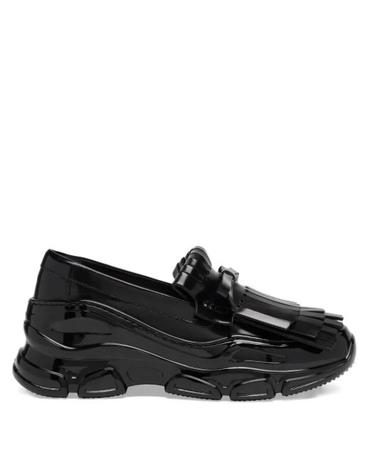 Simone Rocha Black Tracker Fringe Patent-Leather Loafers