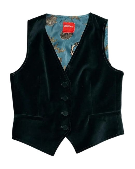 ..,merci Black Buttonned Waistcoat