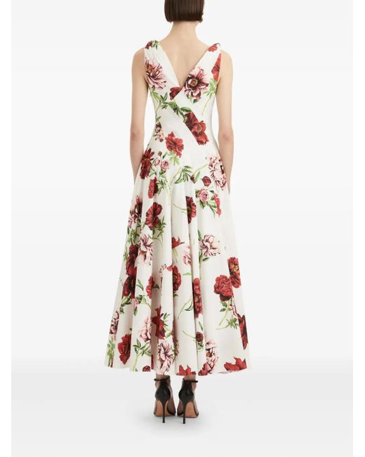 Vestido largo con motivo floral Oscar de la Renta de color White