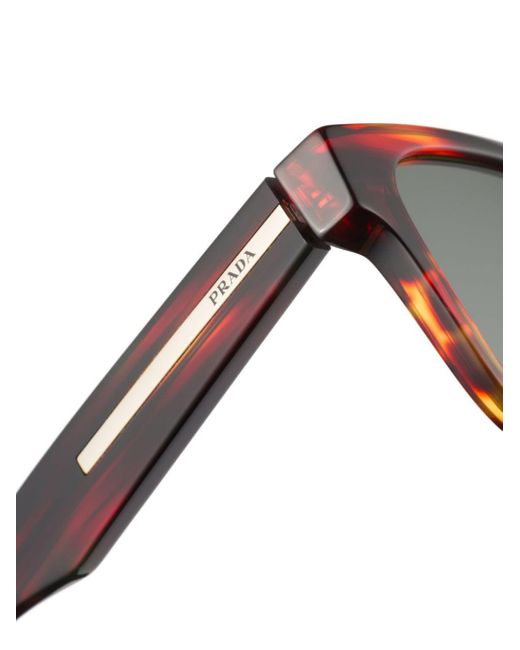 Prada Brown Logo-plaque Square-frame Sunglasses for men