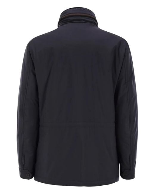 Fedeli Blue Removable-Neck Safari Jacket for men