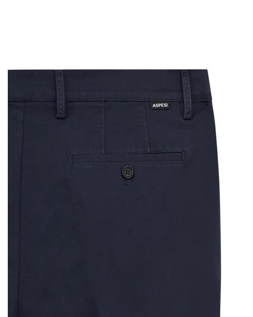 Aspesi Blue Button Pocket Trousers for men