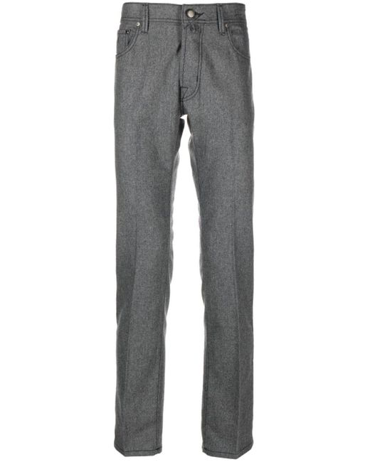 Jacob Cohen Gray Bard Slim-cut Flannel Trousers for men