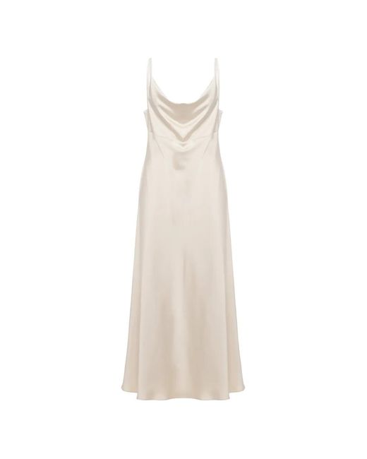 D.exterior White Cowl-Neck Maxi Dress