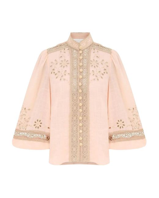 Zimmermann Natural Chemise À Fleurs Brodées