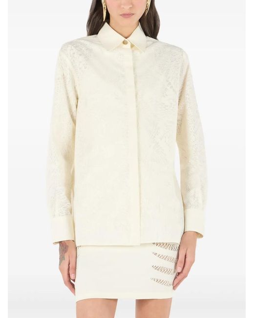 Roberto Cavalli White Python-Print Shirt