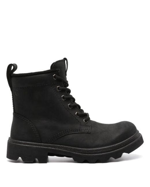 Ecco Black Grainer Lace-Up Suede Boots