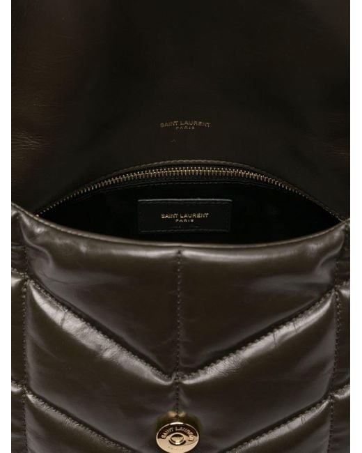 Petit sac porté épaule Puffer Saint Laurent en coloris Black