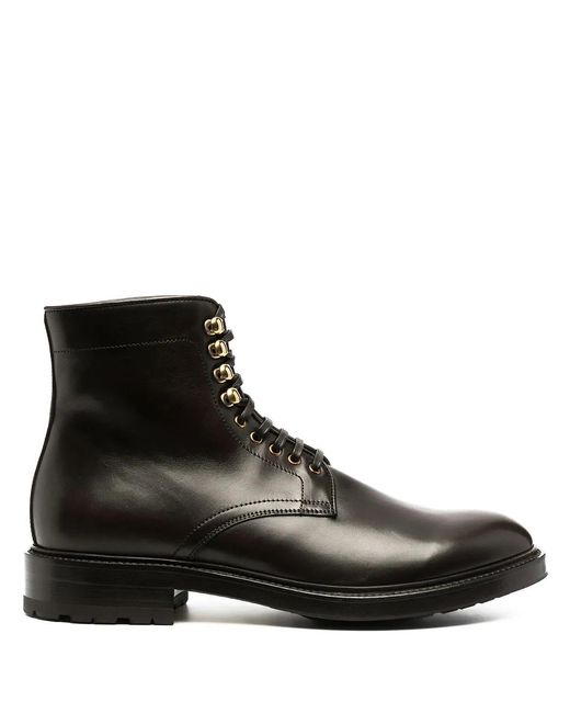 Scarosso Black Eyelet-Detail Lace-Up Boots for men