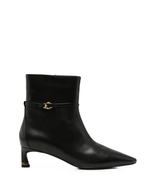 Coccinelle Black C-Look Pointed-Toe Buckled Ankle Boots