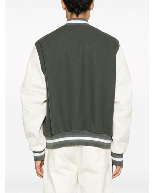 Givenchy Green Logo-embroidered Button-up Varsity Jacket for men