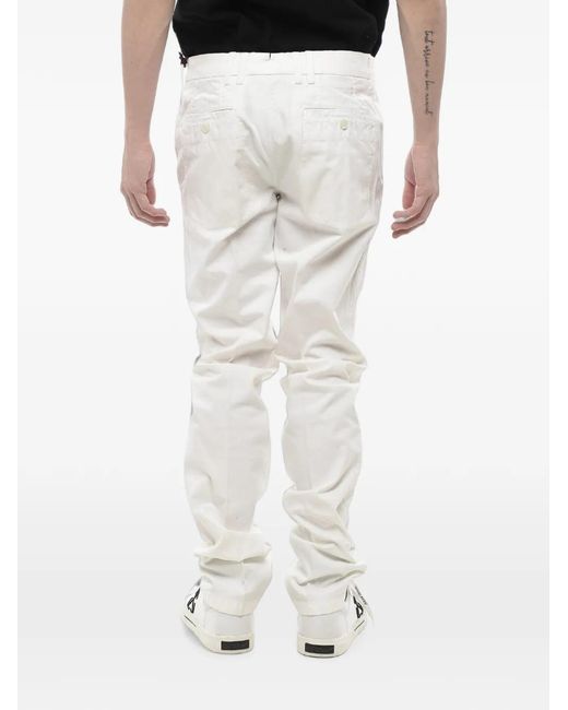 Corneliani White Cotton Twill Chino Trousers for men
