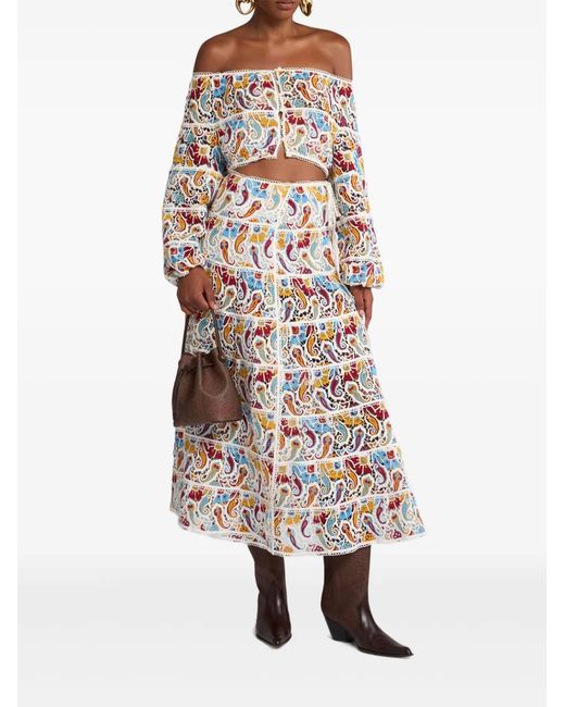 Etro White Paisley-Macramé Top