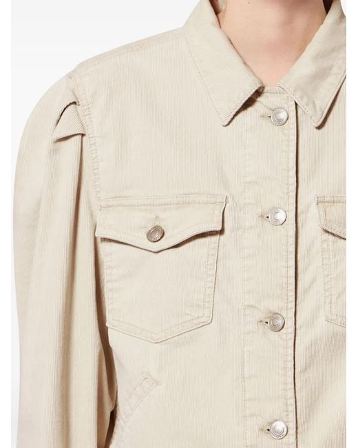 Isabel Marant Natural Bolineav Puffed-Sleeve Pocket Jacket