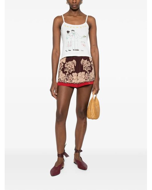 Bode White Graphic-Print Ribbed Top