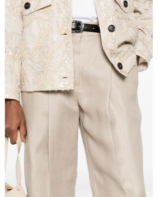 Brunello Cucinelli White Linen Trousers