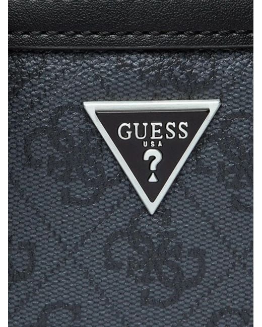 Guess Black Mini Milano Logo-Pattern Messenger Bag for men
