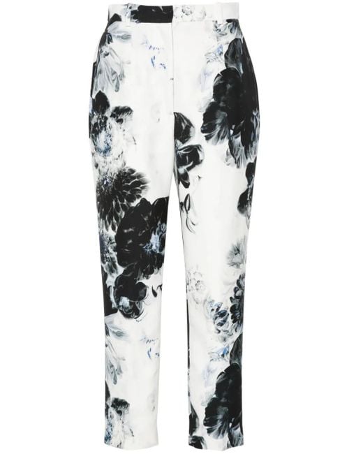 Alexander McQueen White High-Waisted Trousers