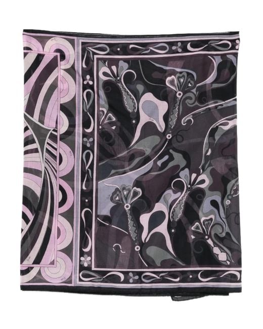 Emilio Pucci Black Floral-Print Mini Pareo