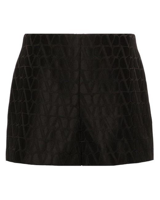 Valentino Garavani Black Shorts aus Toile Iconographe-Jacquard