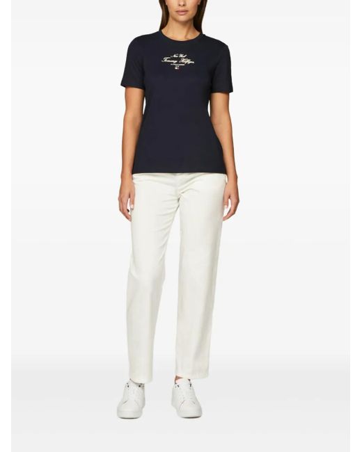 Tommy Hilfiger Blue Logo-Print T-Shirt