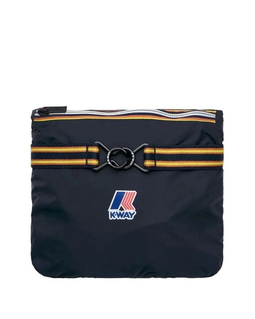 K-Way Blue Hooded Logo-Patch Jacket