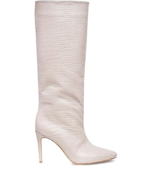 Ginissima White Milla Crocodile-Embossed Boots