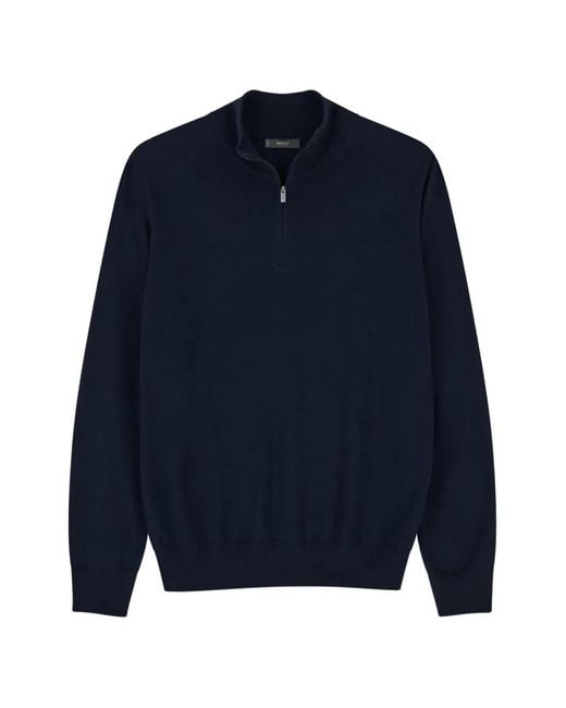Boggi Blue Quarter-Zip Jumper for men