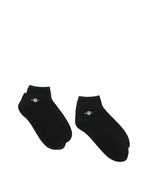 Gant Black Logo-Embroidered Ankle Socks Set Of Two for men