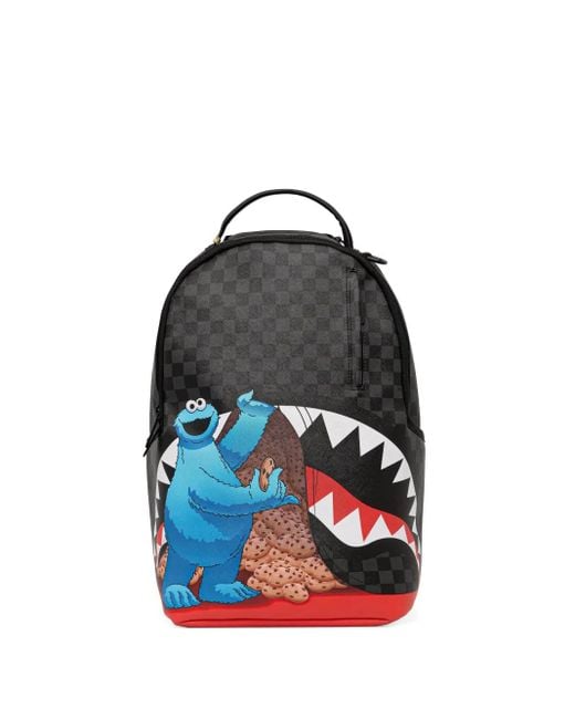 Sprayground Blue Cookie Monster Checked-Pattern Backpack