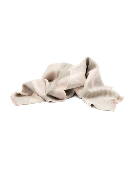 Loewe White Logo-Pattern Frayed Scarf