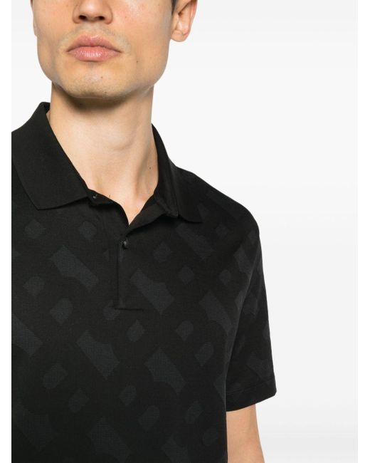 BOSS by Hugo Boss Black Graphic-print Cotton Polo Shirt for men