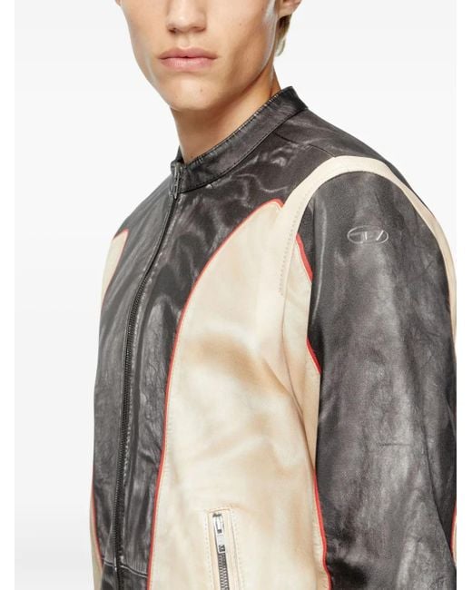 DIESEL Natural L-Evert Leather Biker Jacket for men