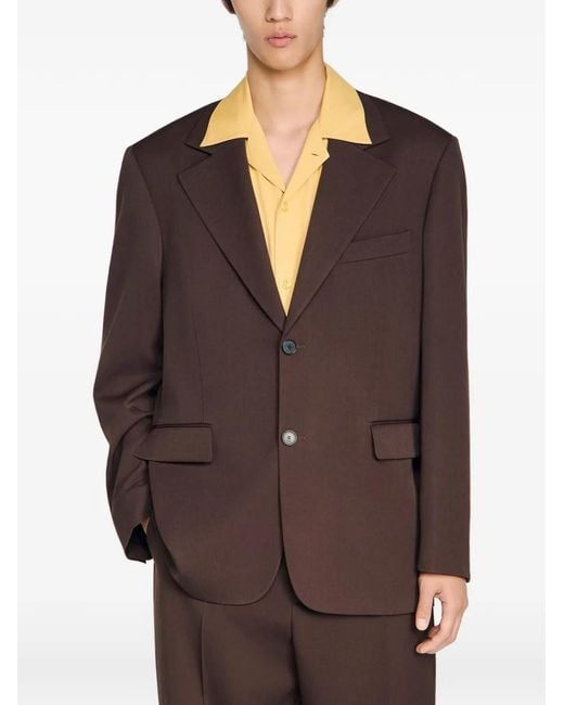 Sandro Brown Oversized Wool Jacket for men