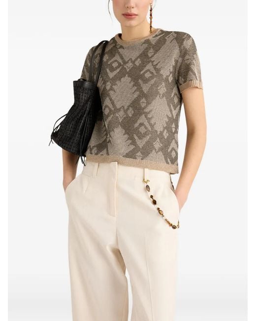 Momoní Gray Bruma Jacquard Crewneck T-Shirt
