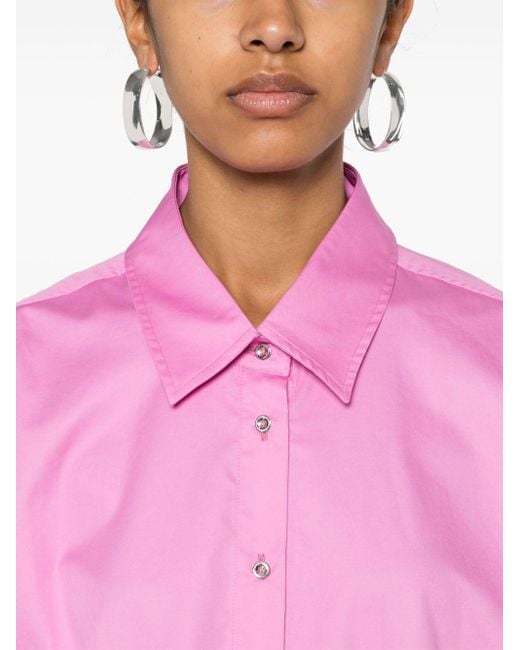 Marques'Almeida Pink Feather-embellished Shirt Dress
