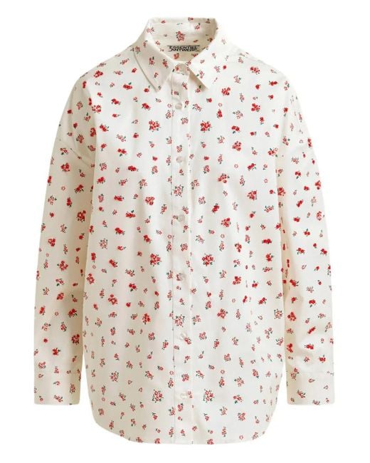 Essentiel Antwerp Katoenen Blouse Met Bloemenprint in het White