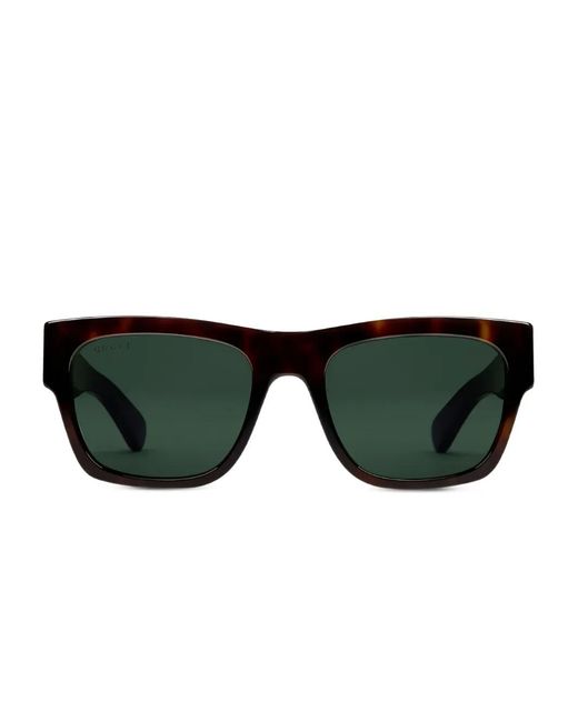 Gucci Black Tortoiseshell Square-Frame Sunglasses