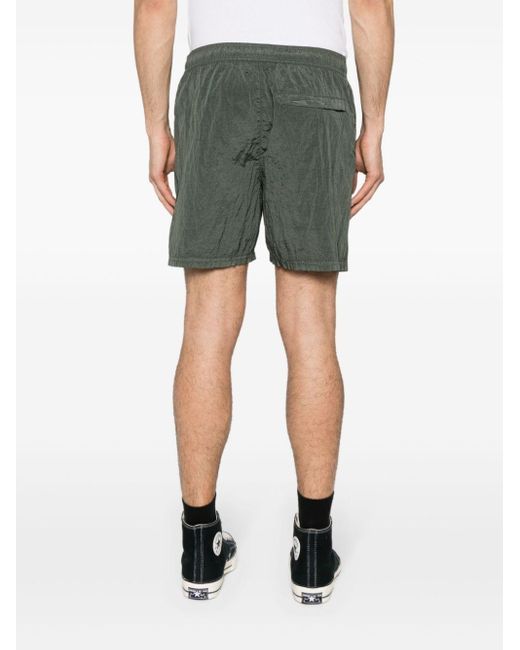 Stone Island Green Compass-motif Track Shorts for men