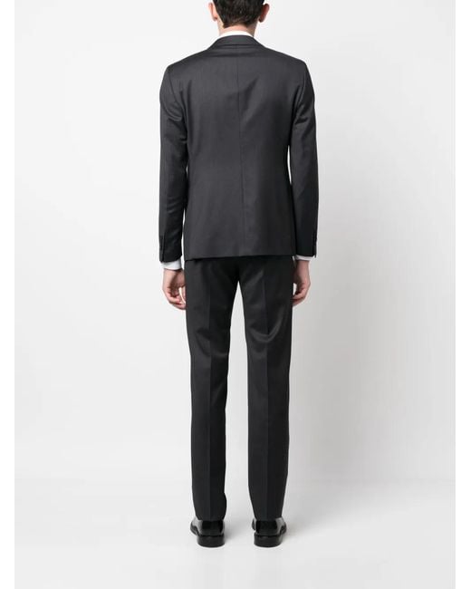 Tagliatore Black Single-Breasted Buttoned Suit for men