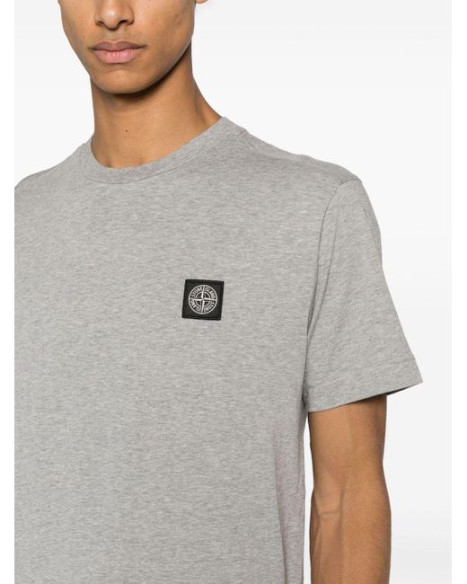 Stone Island Gray Compass-Motif Cotton T-Shirt for men