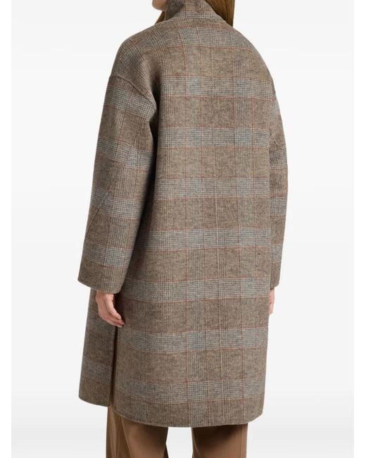 Elena Miro Brown Check Toggle-Fastening Jacket
